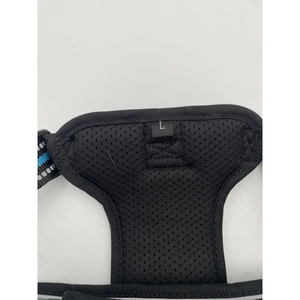 tobeRI Blue/Black Mesh Adjustable Soft Vest Dog Harness, Size L